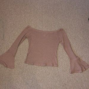 Blush off the shoulder long sleeve